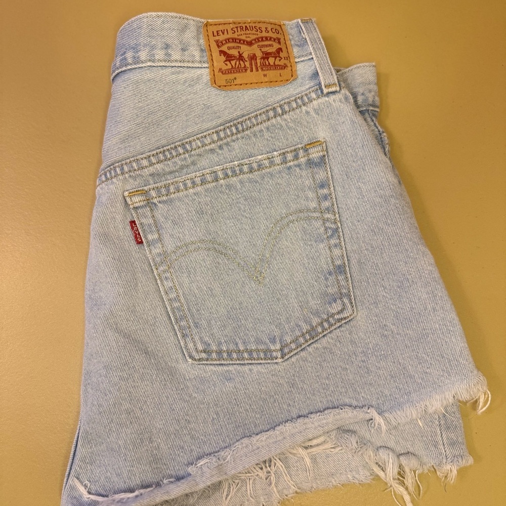 Levi's Light Blue High-Rise Denim Cutoff Shorts